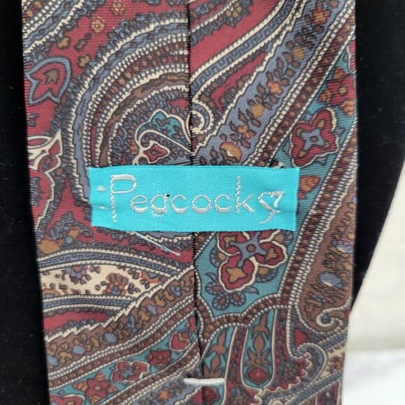 Peacock Vintage Italian Silk Paisley Patterned Necktie Men's Tie - Picture 5 of 7